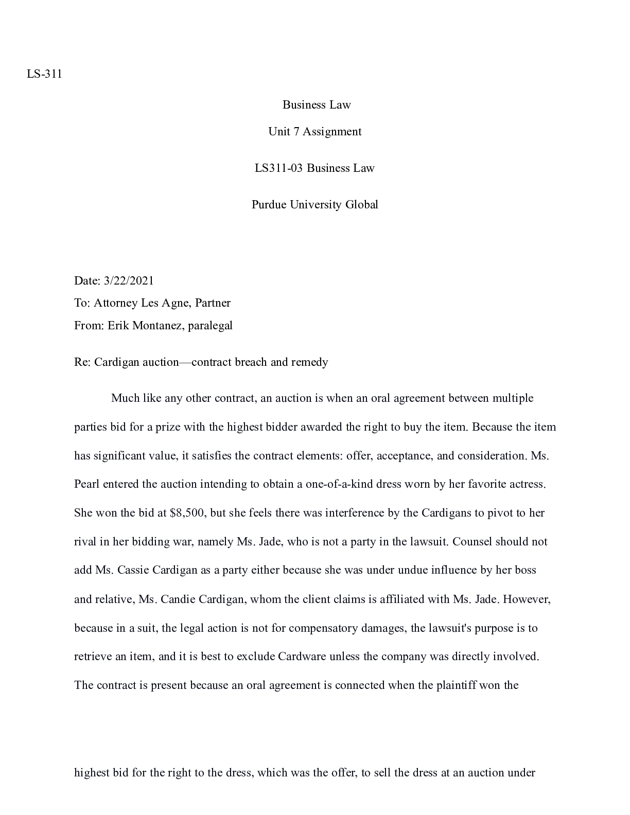 Preview image for LS311 03 Assignment Unit 7 .docx    LS-311                Business Law  Unit 7 Assignment